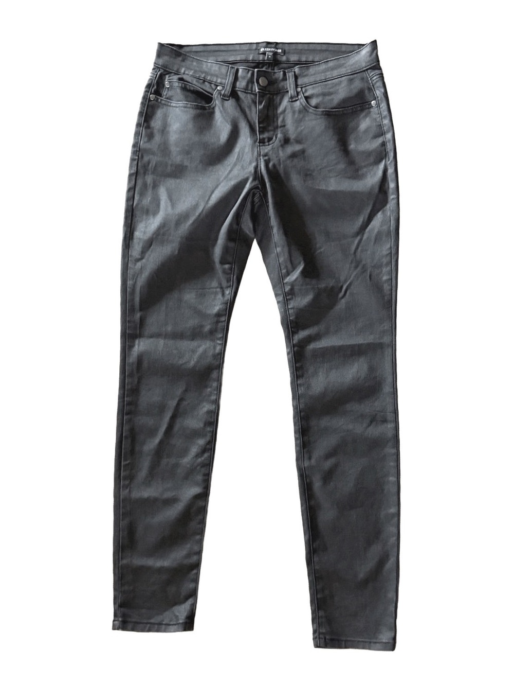 Eileen Fisher Black Coated Organic Cotton Pants Size 8 W32L31 USA M3W6N
